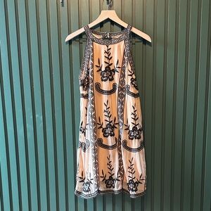Altar'd State Nude and Black Floral Mini Dress